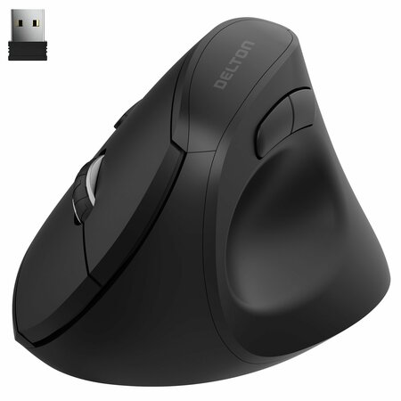 DELTON Ergonomic Mouse, Vertical Computer Mouse Wireless with Auto Pair USB 6 Buttons Adjustable DPI DMERGS12P-WB